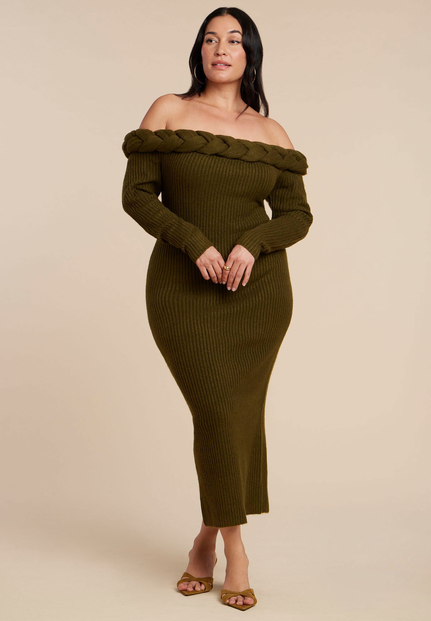 Cableknit Off Shoulder Maxi Dress image number 0