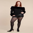 Faux Fur Off The Shoulder Sweater image number null