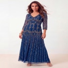 Plus Size Beaded V-Neck 3/4 Sleeve Sleeve Maxi Gown image number 0