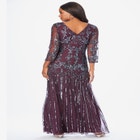 Plus Size Beaded V-Neck 3/4 Sleeve Sleeve Maxi Gown image number null