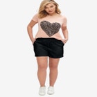 French Terry Drawstring Elastic Waist Shorts image number null