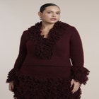 Fringe Knit-Trim V-Neck Sweater image number 0