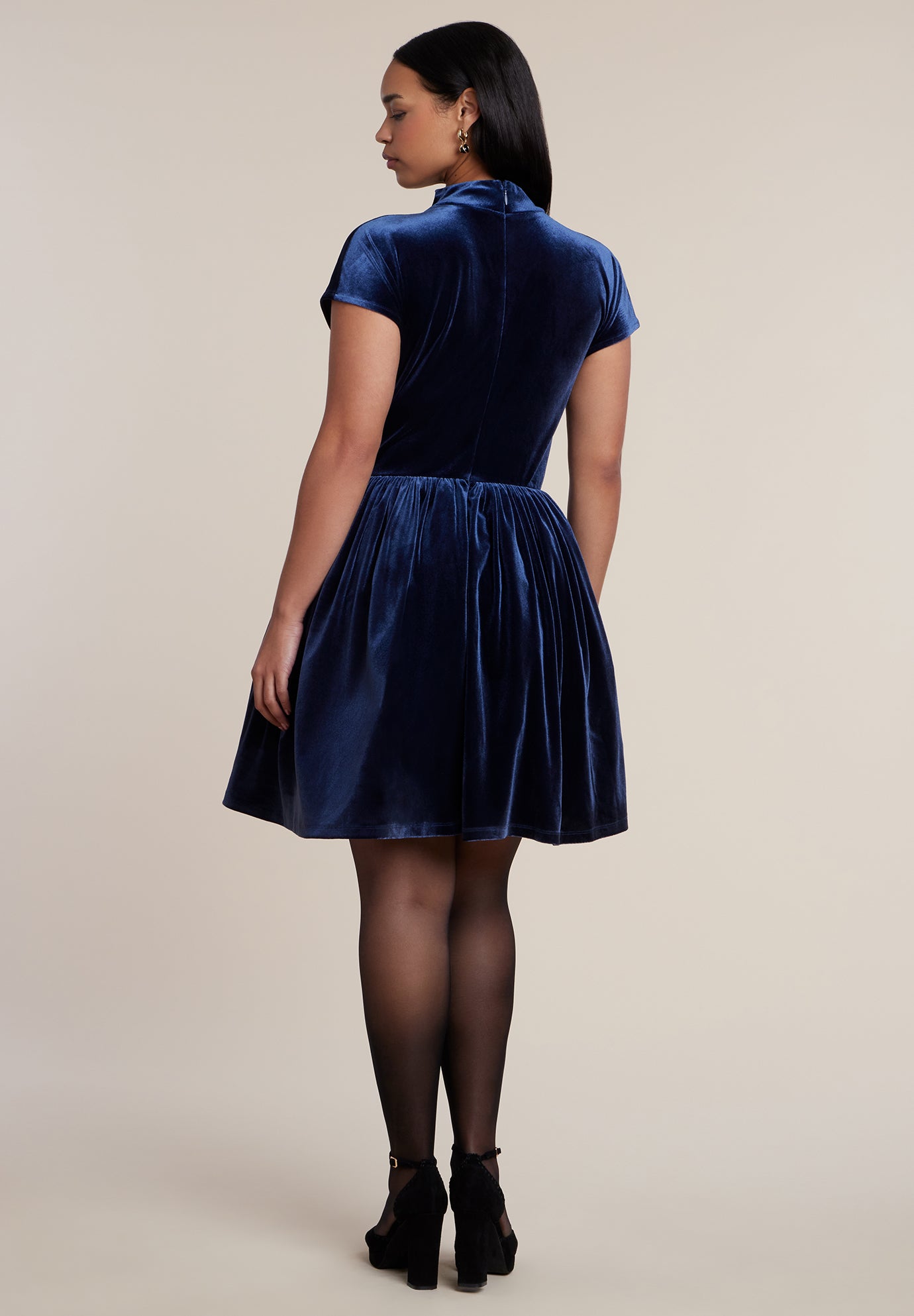 Velvet Full-Skirt Mini Dress image number 1
