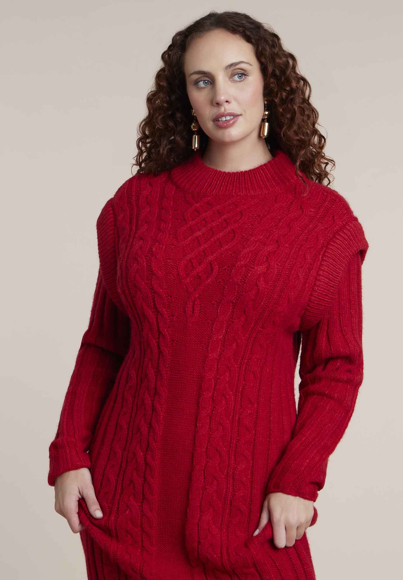 Cable Stitch Sweater Dress image number 2