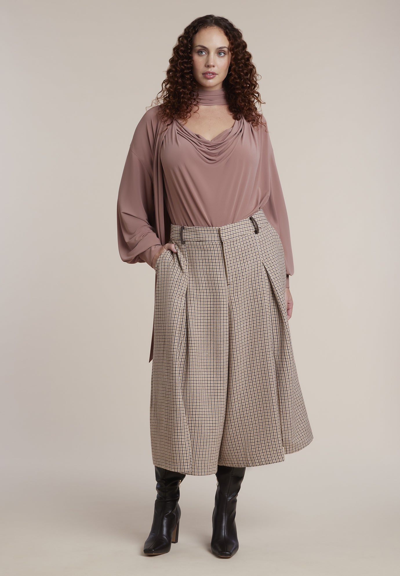 Plunging Scarf Neck Top image number 2