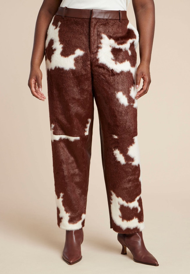 Faux Cow Hide And Leather Pant image number 0