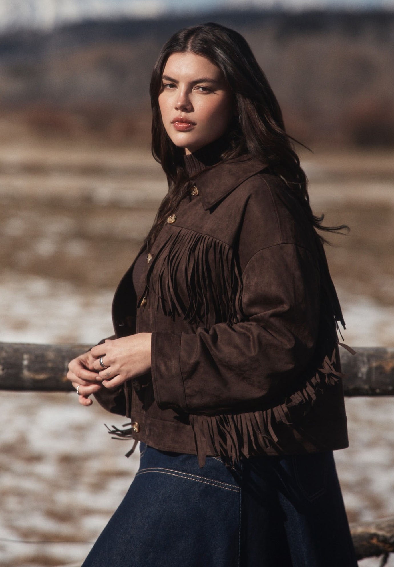  Faux Suede Fringe Jacket image number 6