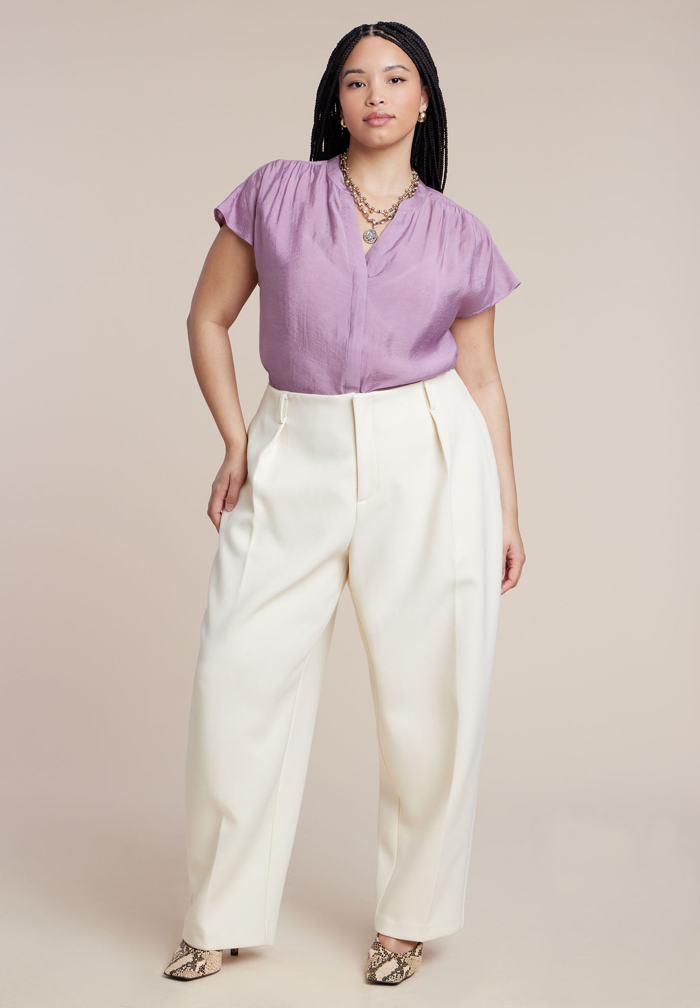 Textured Notch Collar Blouse image number 3