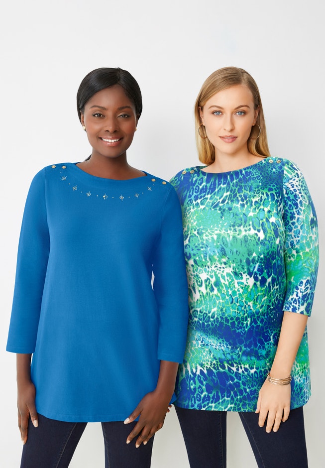 Stretch Cotton Boatneck Tunic image number 7