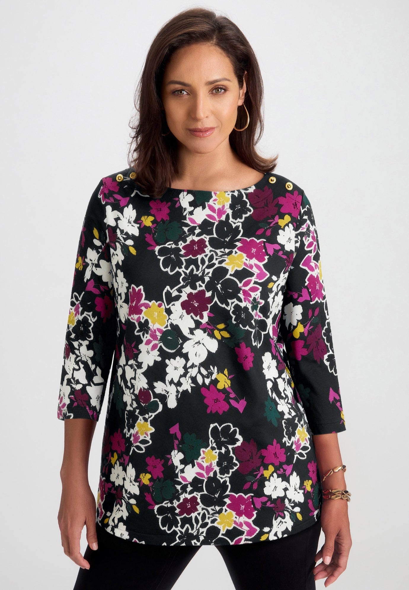 Stretch Cotton Boatneck Tunic image number 7