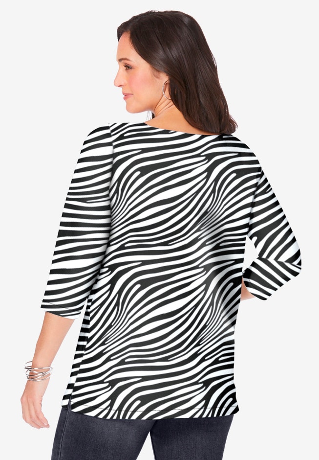 Stretch Cotton Boatneck Tunic image number 1