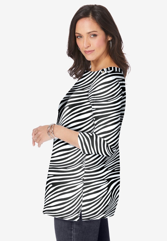 Stretch Cotton Boatneck Tunic image number 2