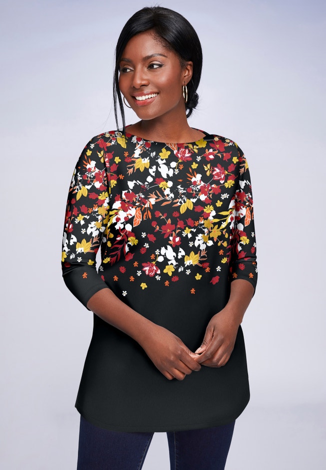 Stretch Cotton Boatneck Tunic image number 4