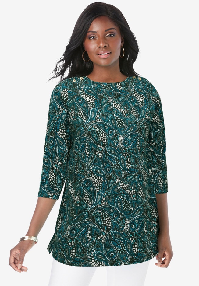 Stretch Cotton Boatneck Tunic image number 0