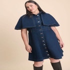 Denim Cape Detail Dress image number null