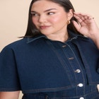 Denim Cape Detail Dress image number null