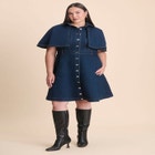 Denim Cape Detail Dress image number null