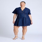 Lace Up Denim Mini Dress image number null