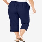 Seersucker Pull-On Elastic-Waist Capri Pants image number null