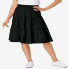 Elastic-Waist Knit Tiered Skirt image number null