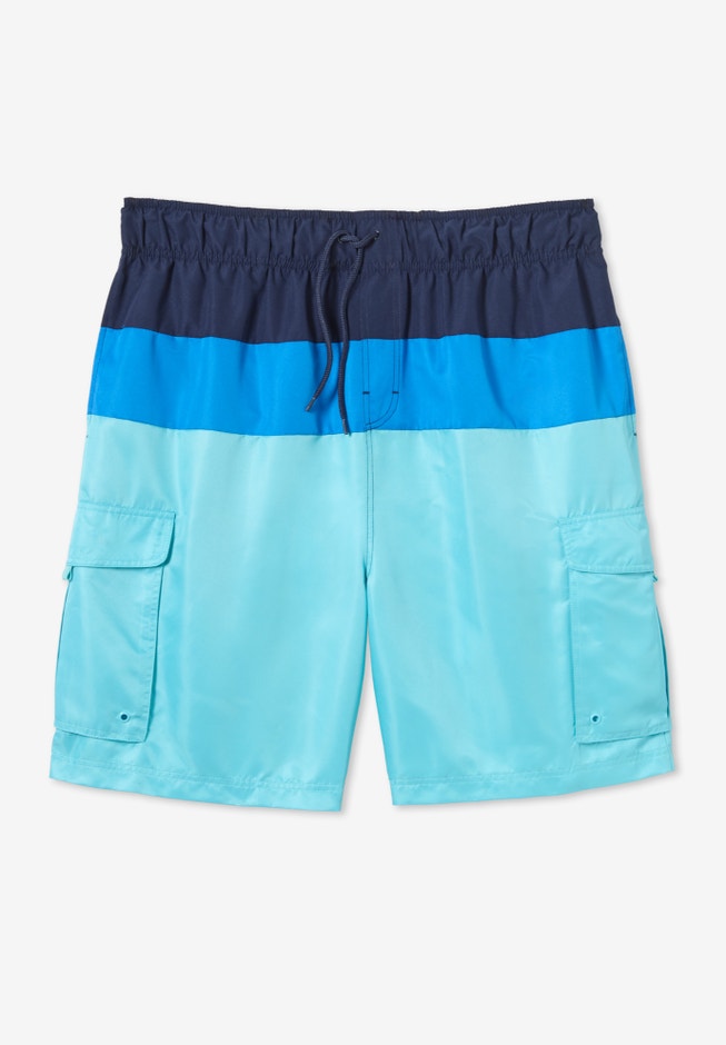 8" Printed Cargo Swim Trunks image number 1