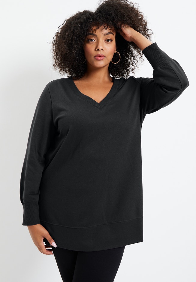 V-Neck French Terry Sweatshirt image number 1