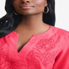 Linen V-Neck Embroidered Tunic image number 1