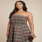 Plaid Fit And Flare Midi Dress image number null