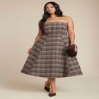 Plaid Fit And Flare Midi Dress image number null