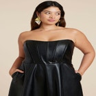 Faux Leather Flare Maxi Dress image number null