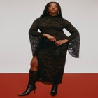 Lace Fitted Maxi Dress image number null