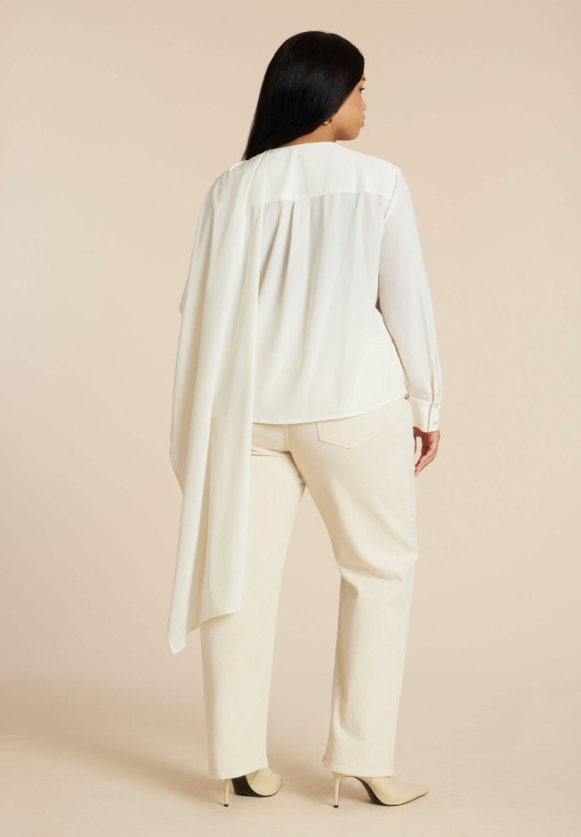 Button Up Top With Neck Cape image number 3