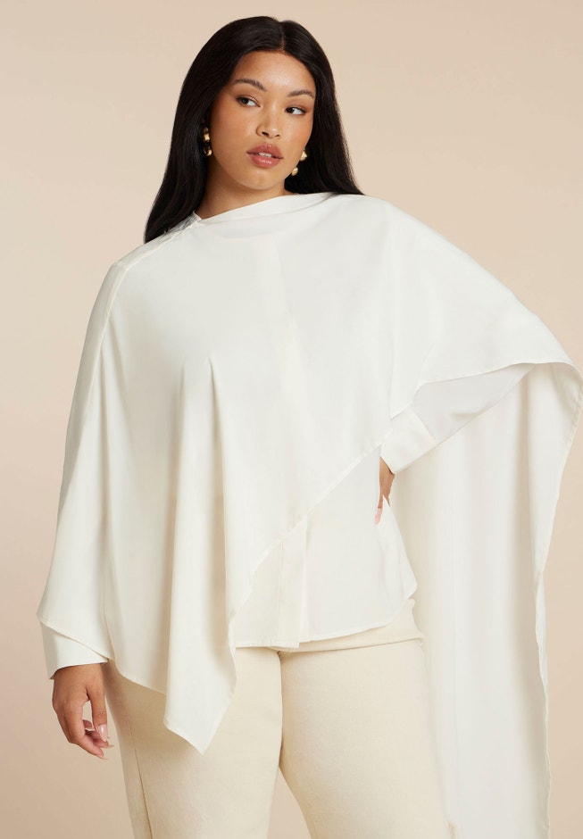Button Up Top With Neck Cape image number 0