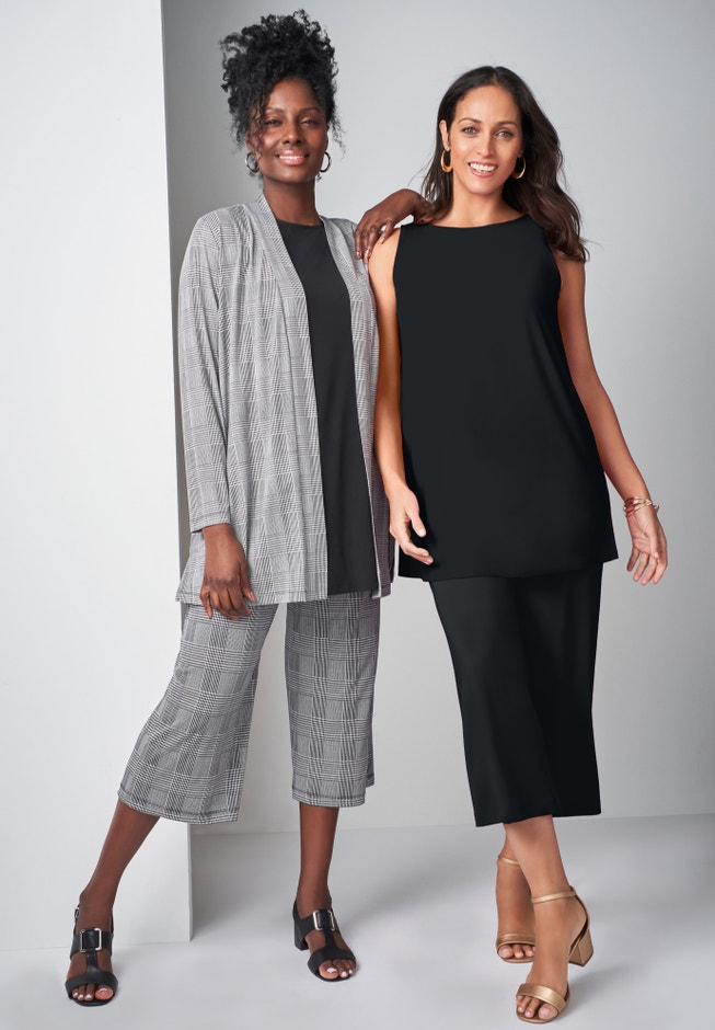 Stretch Knit Wide Leg Crop Pant image number 3