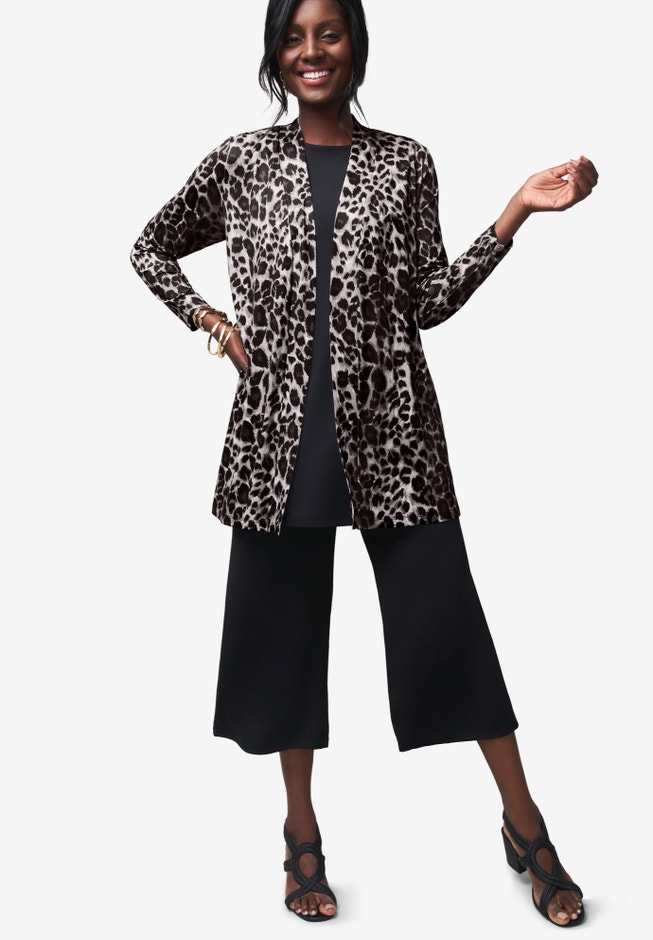 Stretch Knit Wide Leg Crop Pant image number 3