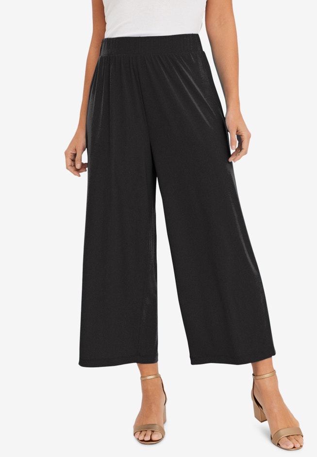 Stretch Knit Wide Leg Crop Pant image number 0
