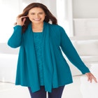 2-Fer Cardigan & Attached Lace Tunic image number null
