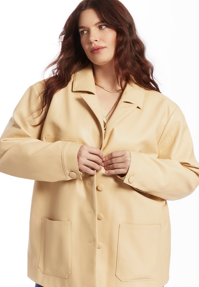 Relaxed Faux Leather Blazer image number 2