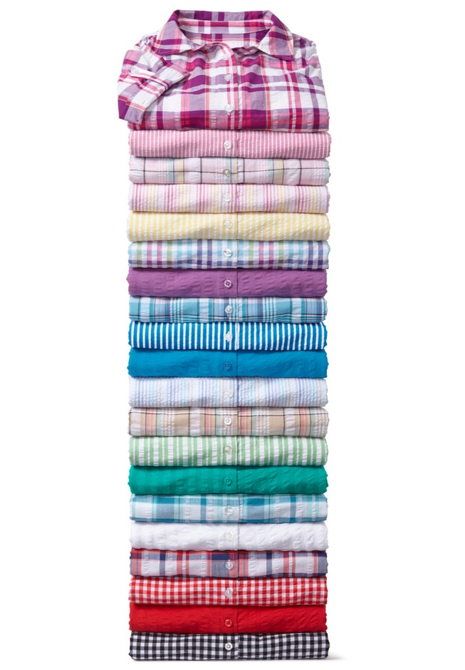 Short-Sleeve Button-Down Cotton Seersucker Shirt image number 4
