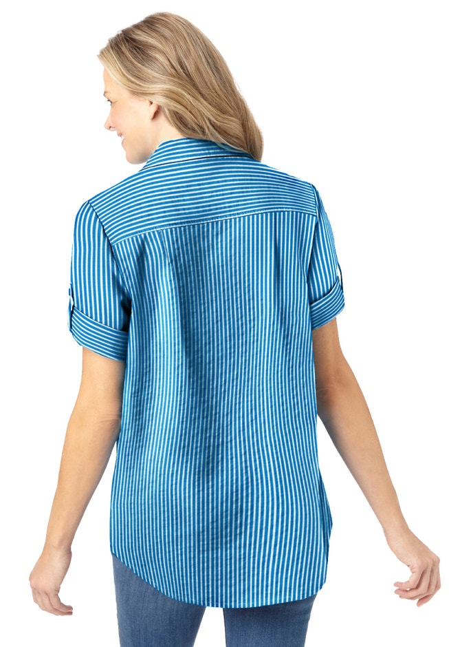 Short-Sleeve Button Down Seersucker Shirt image number 1