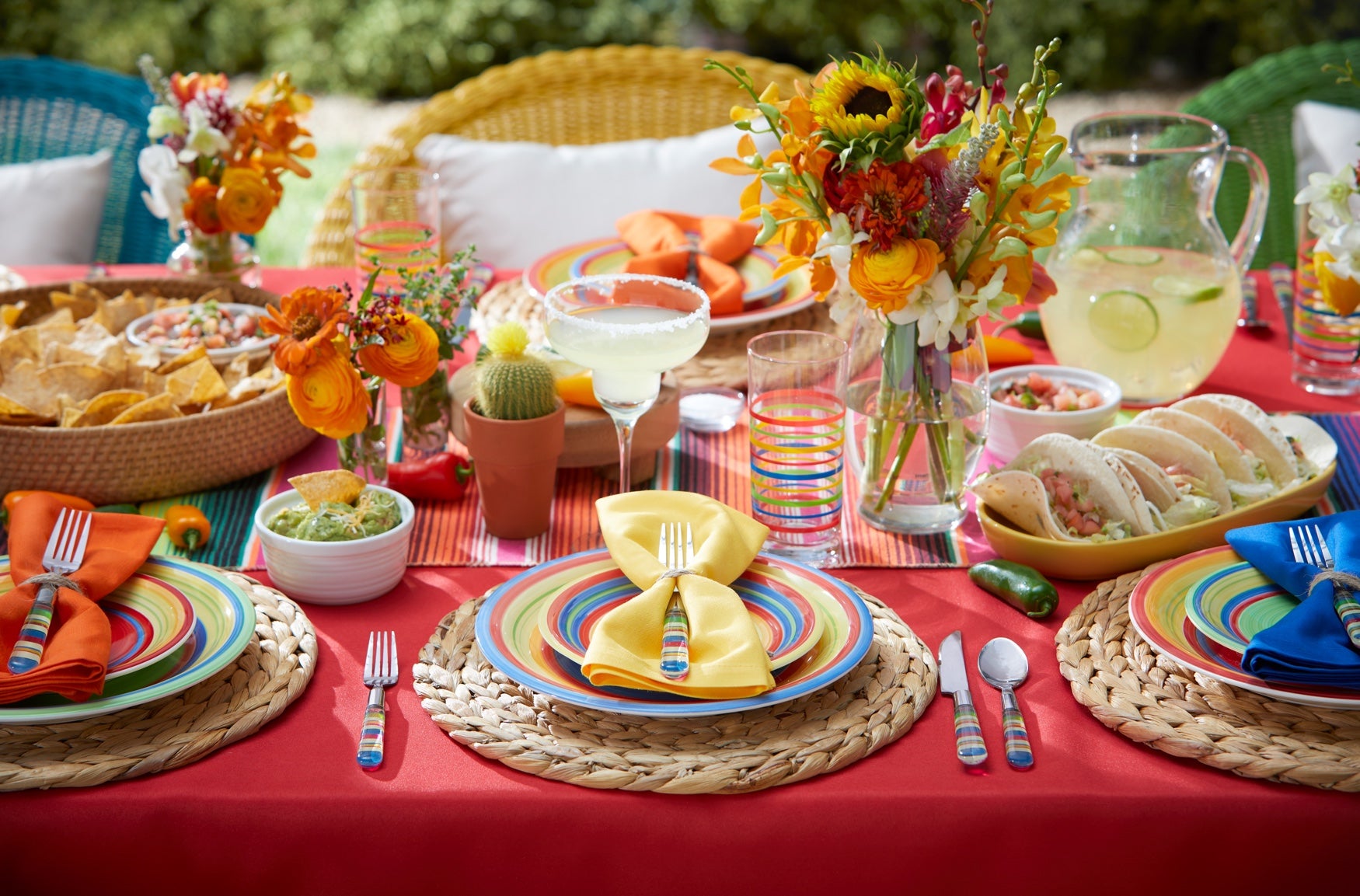 16-Pc. Santa Fe Hand-Painted Striped Stoneware Dinnerware Set image number 5