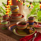 16-Pc. Santa Fe Hand-Painted Striped Stoneware Dinnerware Set image number null