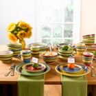 16-Pc. Santa Fe Hand-Painted Striped Stoneware Dinnerware Set image number null