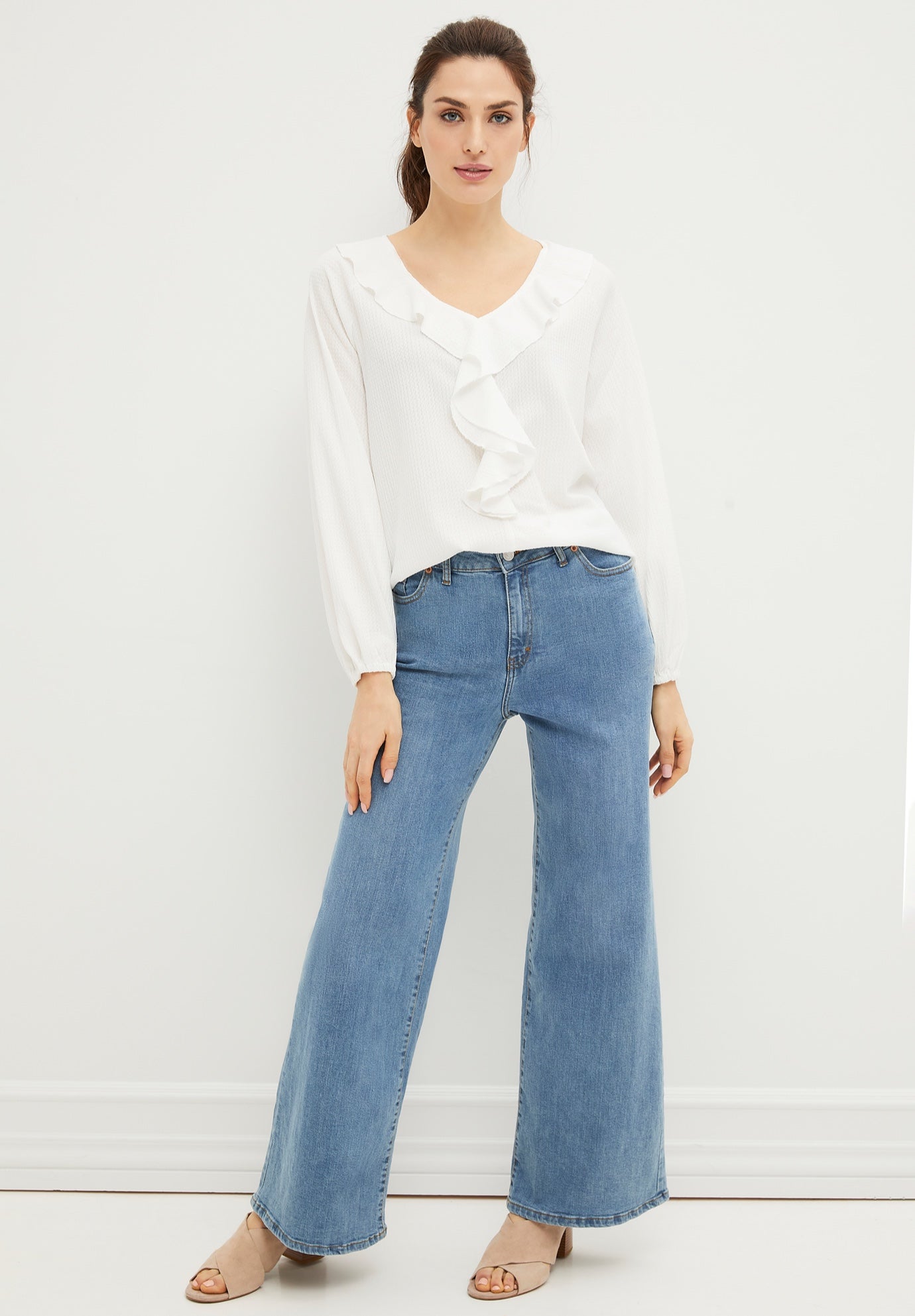Stretch High-waist Wide Leg Jeans image number 2