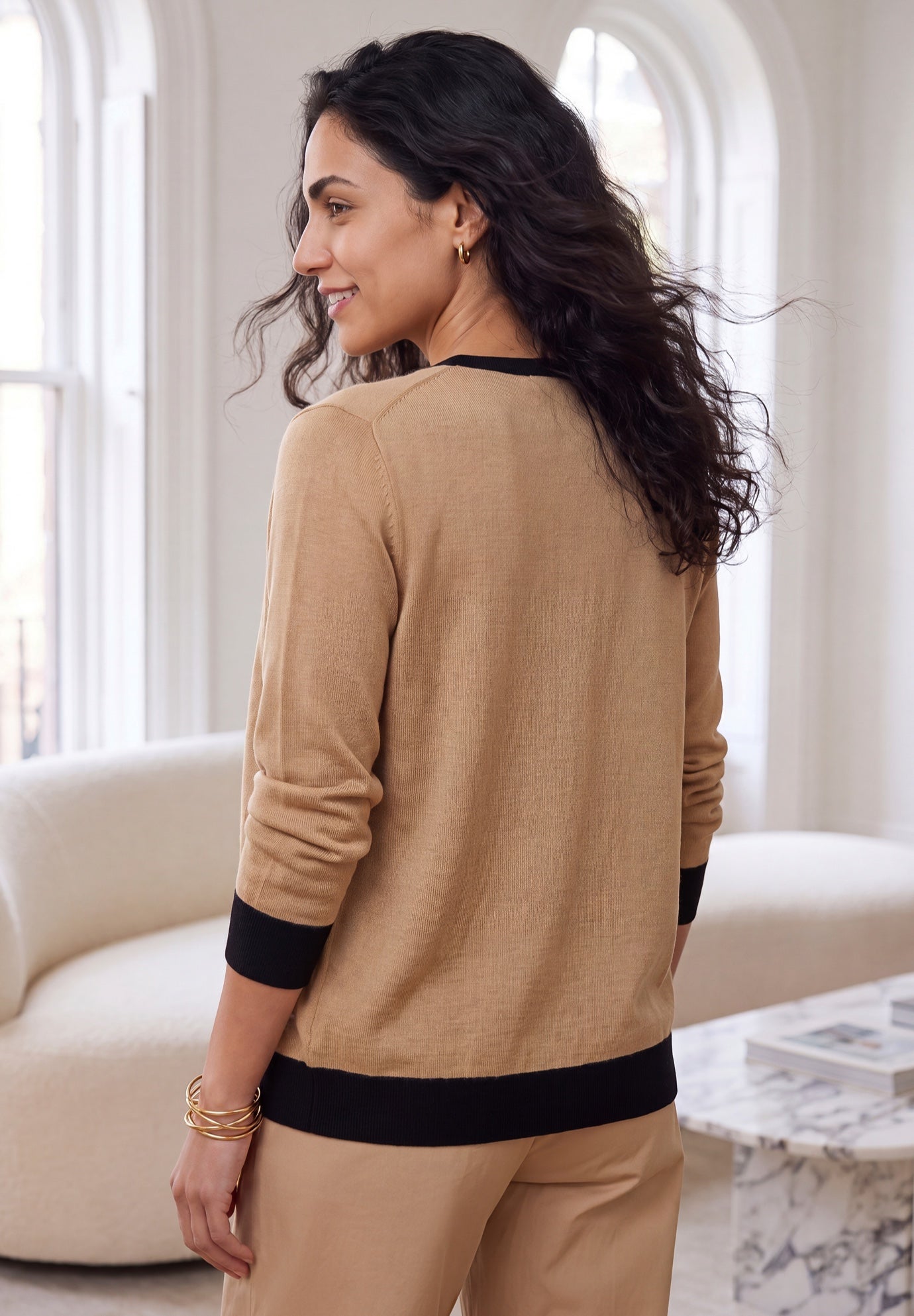 Fine Gauge Button-Front Cardigan image number 1