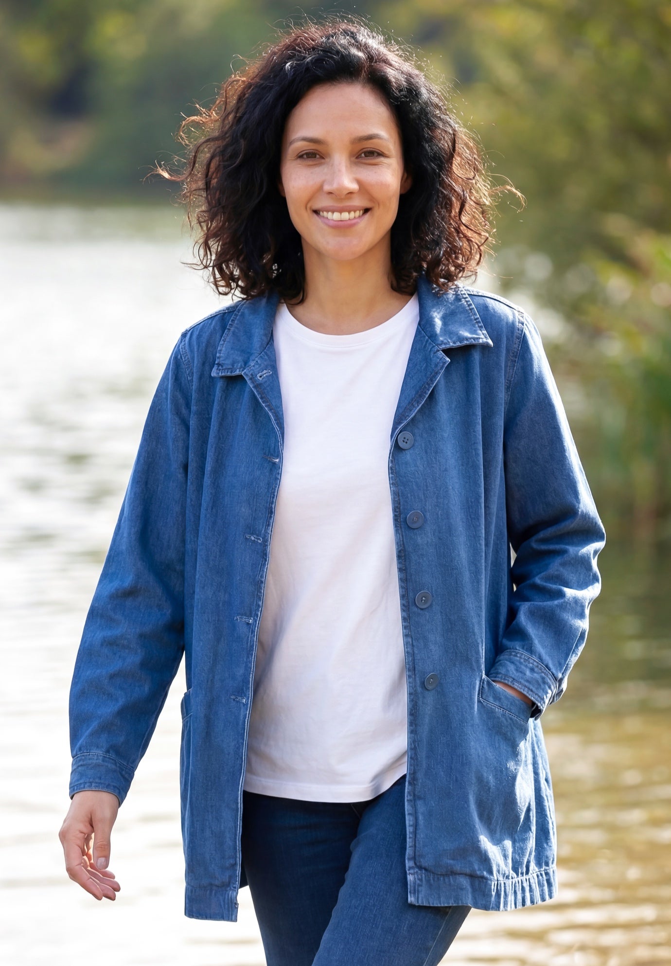 Pleat-Back Denim Jacket image number 0