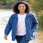 Pleat-Back Denim Jacket image number null