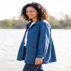 Pleat-Back Denim Jacket image number null