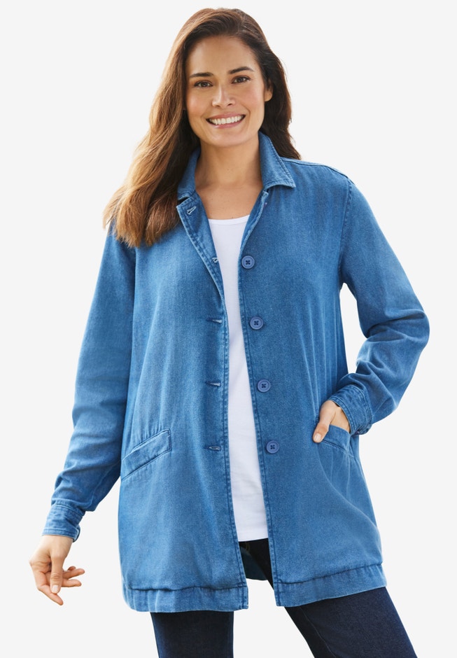 Pleat-Back Denim Jacket image number 3