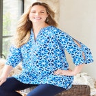 Jeweled-Neck Twin Print Tunic image number null